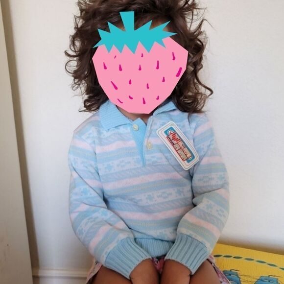 Vintage Spain import 80's sweater geometric pastel - Picture 1 of 6